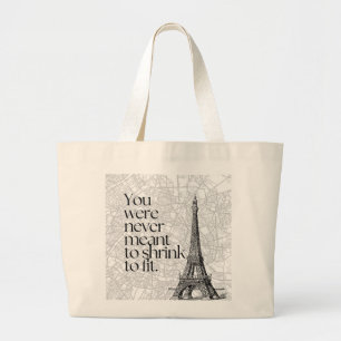 Paris Street Map & Eiffel Tower Quote Wall Art Large Tote Bag