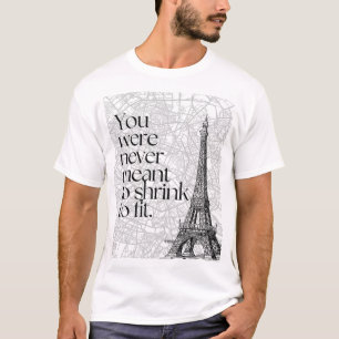 Paris Street Map & Eiffel Tower Quote Wall Art T-Shirt