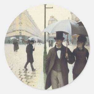 Paris Street, Rainy Day by Caillebotte Classic Round Sticker