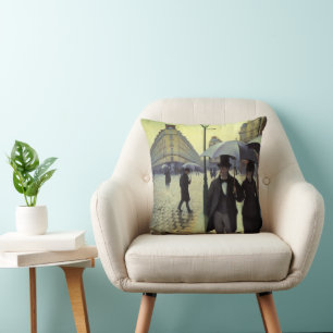 Paris Street Rainy Day by Gustave Caillebotte Cushion