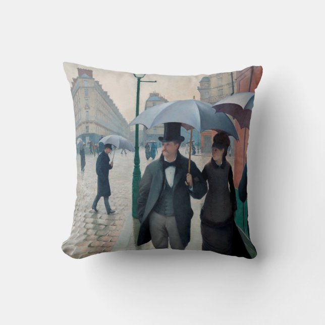 Paris Street Rainy Day by Gustave Caillebotte Cushion (Front)