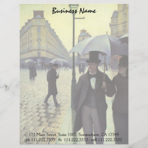 Paris Street Rainy Day by Gustave Caillebotte Customized Letterhead