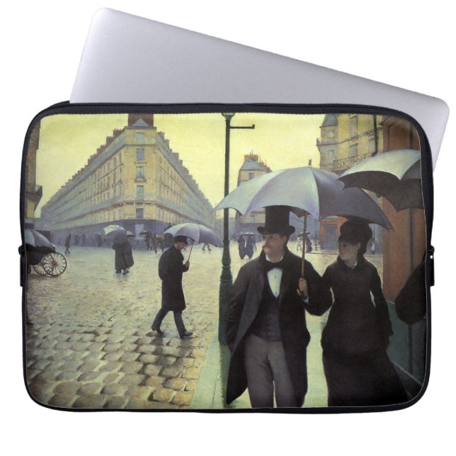 Paris Street Rainy Day by Gustave Caillebotte Laptop Sleeve (Front)