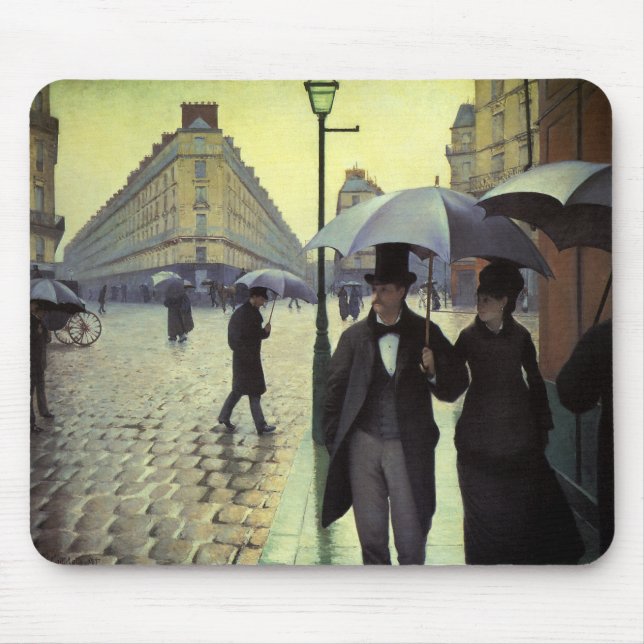 Paris Street Rainy Day by Gustave Caillebotte Mouse Pad (Front)