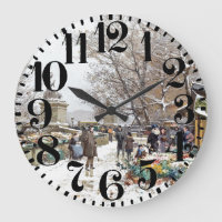 Paris Street Scene Art Big Number Wall Clock