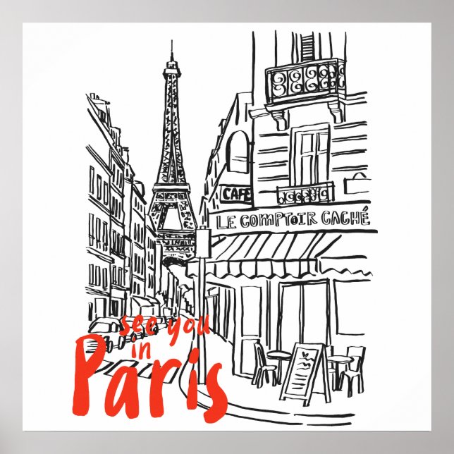 Paris Street Sketch Art  Poster (Front)