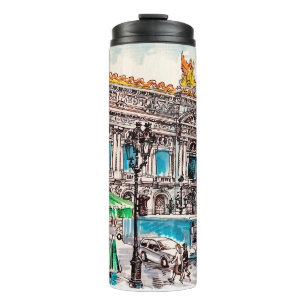 Paris street view of the theater Wicked cafe pede Thermal Tumbler