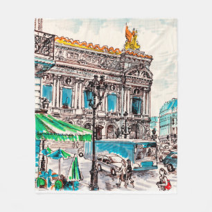 Paris street view of the theatre Wicked cafe pede Fleece Blanket