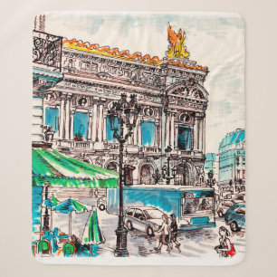 Paris street view of the theatre Wicked cafe pede Sherpa Blanket