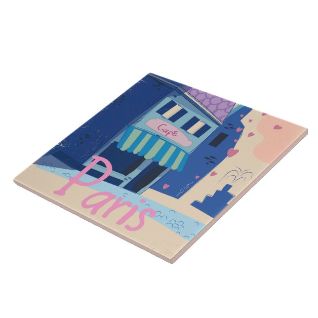 Paris Street vintage cartoon Ceramic Tile (Side)