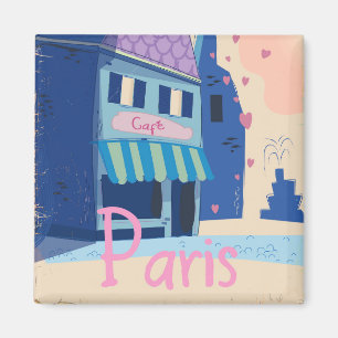 Paris Street vintage cartoon Magnet