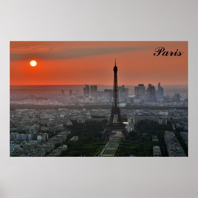 Paris Sunset Eiffel Tower France Photo Poster (Front)