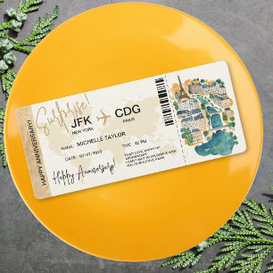 Paris Surprise Anniversary Boarding Pass Ticket Invitation