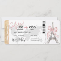  Paris Surprise Birthday Boarding Pass Ticket