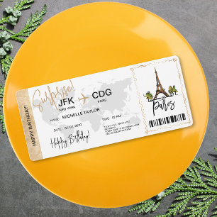 Paris Surprise Birthday Boarding Pass Ticket Invitation