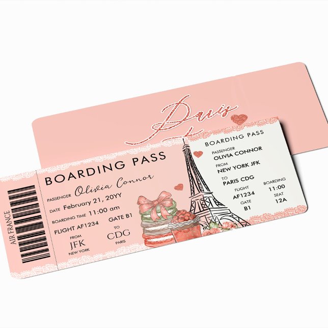 Paris Surprise Boarding Pass Vacation Gift Ticket Invitation (Creator Uploaded)