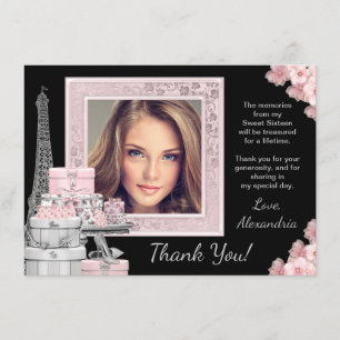 Paris Sweet 16 Thank You Cards