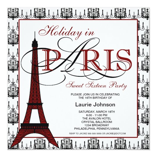 Paris Sweet Sixteen Party Card