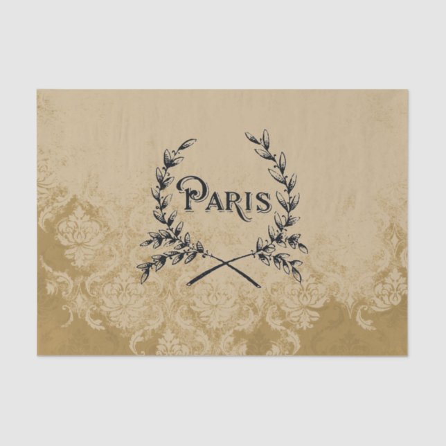 Paris Tan Cream Vintage Damask Tissue Paper (Front)