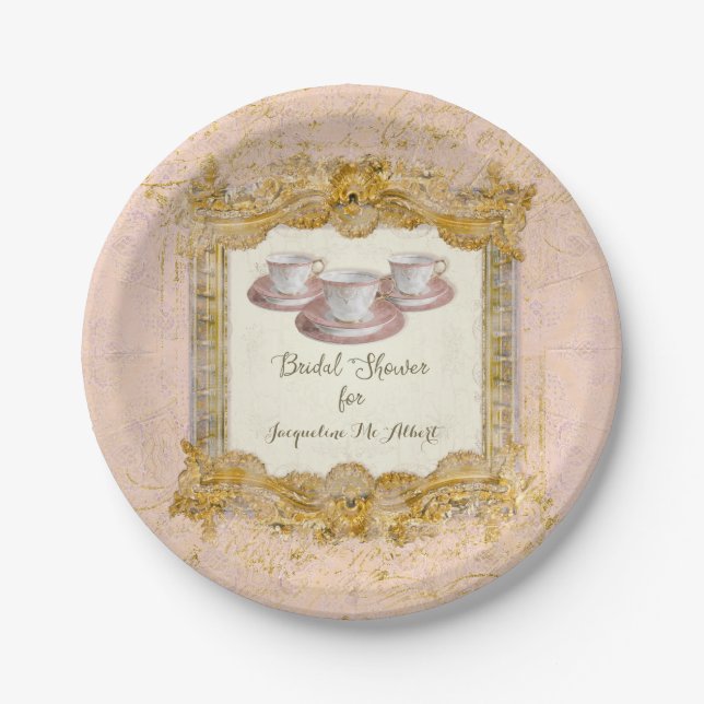Paris Tea Party Royal Versailles Bridal Shower Paper Plate (Front)