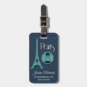 Paris Teal Luggage Tag