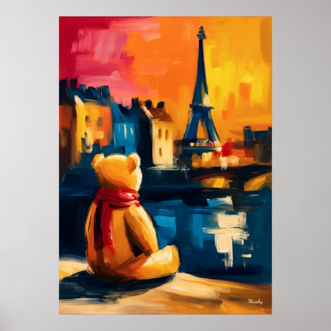 Paris Teddy Fauvist Eiffel Tower Sunset Print (Front)