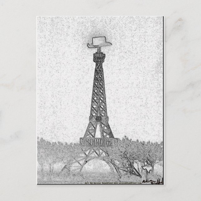 Paris, Texas Eiffel Tower Drawing Postcard (Front)