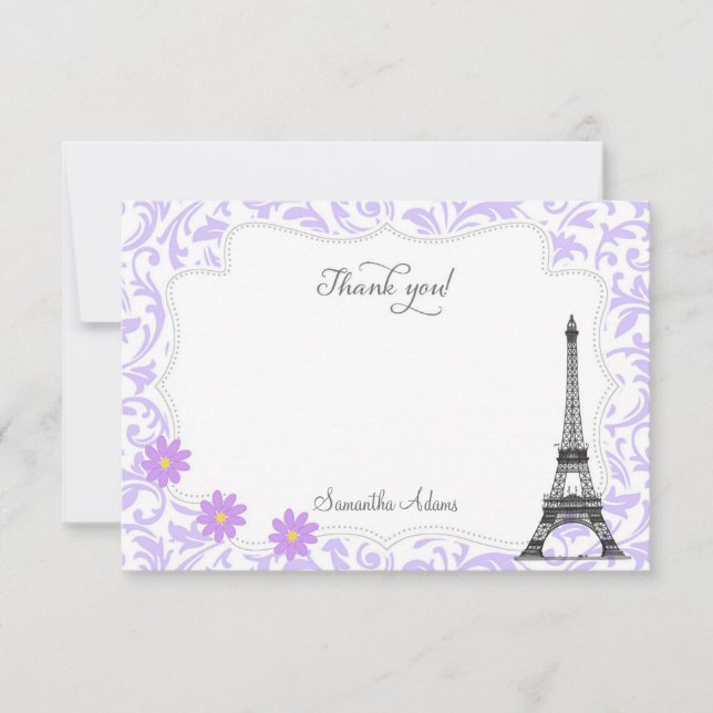 Paris Thank You Card (Purple) (Front)