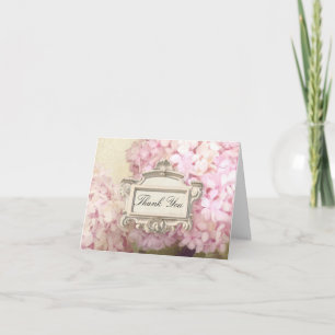 Paris Thank You Note Blush Pink Hydrangea Art Card