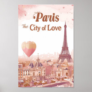 Paris the city of love Art Travel Illustration Poster
