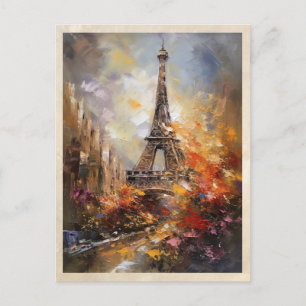 Paris The Eiffel Tower Abstract Oil Painting Postcard