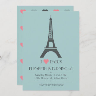 Paris Theme Birthday Invitation
