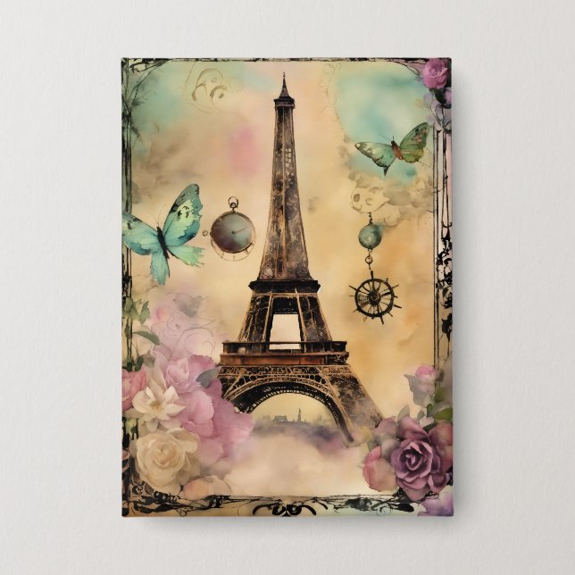 Paris Theme Button colorful (Front)