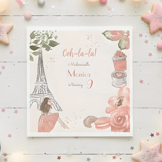 Paris theme french birthday party napkin (Creator Uploaded)