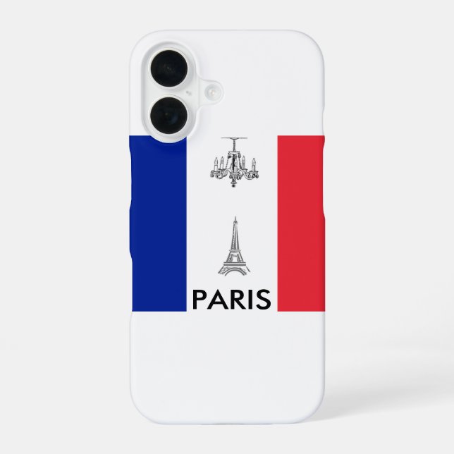 Paris Theme French Flag iPhone 16 Case (Back)