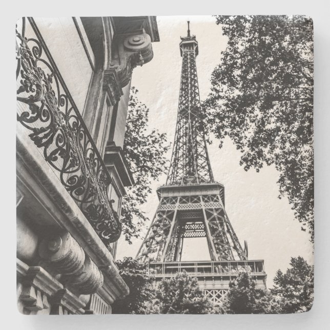Paris Themed Coasters in Black and White (Front)