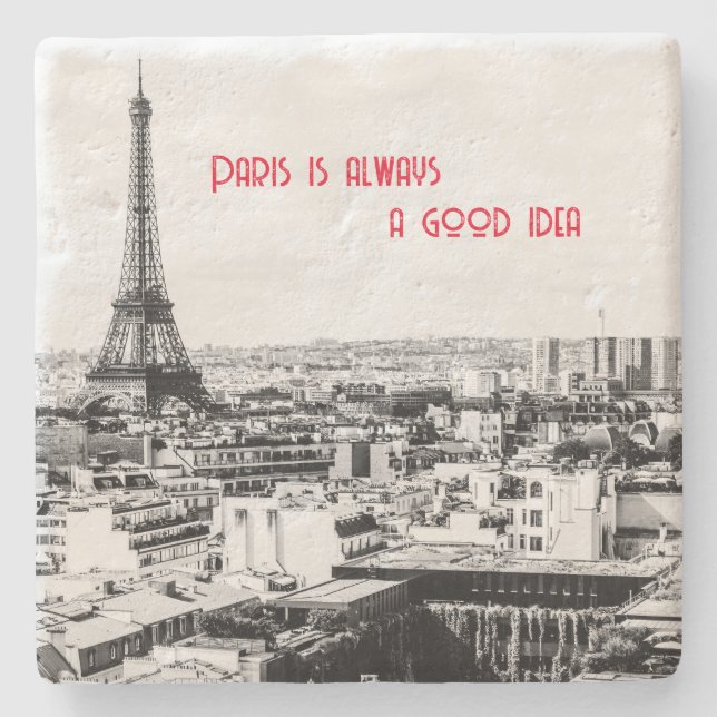 Paris Themed Coasters in Black and White (Front)