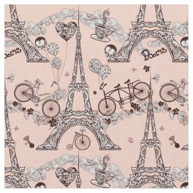 Paris Themed Fabric - Vintage (Close Up)