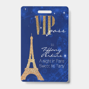 Paris Themed Party VIP Badge ID Badge