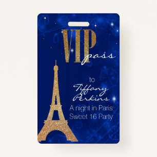 Paris Themed Party VIP Badge ID Badge