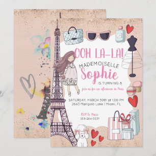 Paris Themed Tween Party Invitation