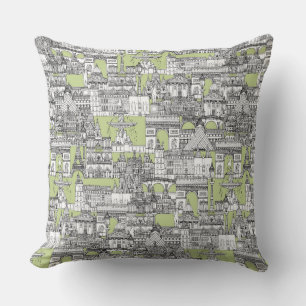 Paris toile eau de nil cushion