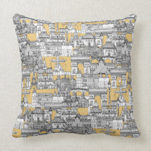 Paris toile gold cushion