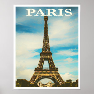 Paris Tour Eiffel France vintage travel Poster