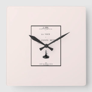Paris Tour Eiffel – Montage du campanile 300 Square Wall Clock