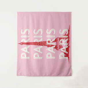 Paris, Travel Art, Retro Art, Pink Tapestry