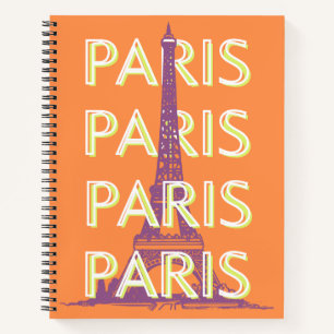 Paris, Travel Art, Retro Travel Art Notebook