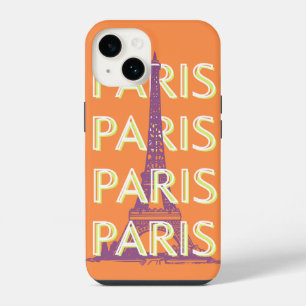 Paris, Travel Art, Retro Travel Art, Orange iPhone 14 Case