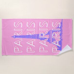 Paris Travel Art, Travel Art, Pink Beach Towel