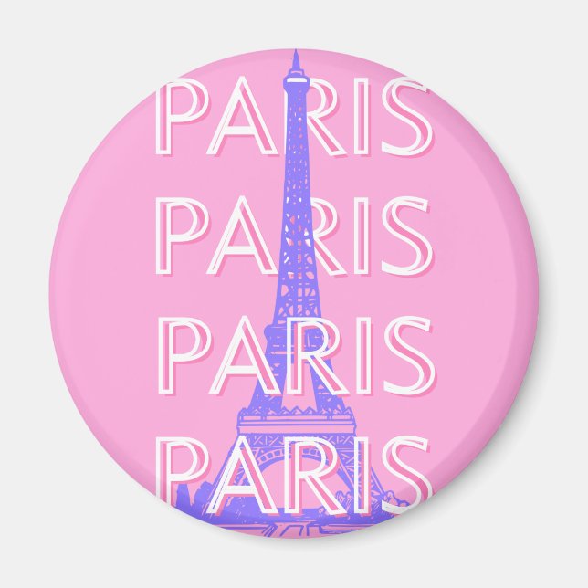Paris Travel Art, Travel Art, Pink Magnet (Front)